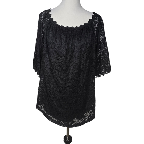 DJT Size XXL Black Lace Top - Picture 1 of 7